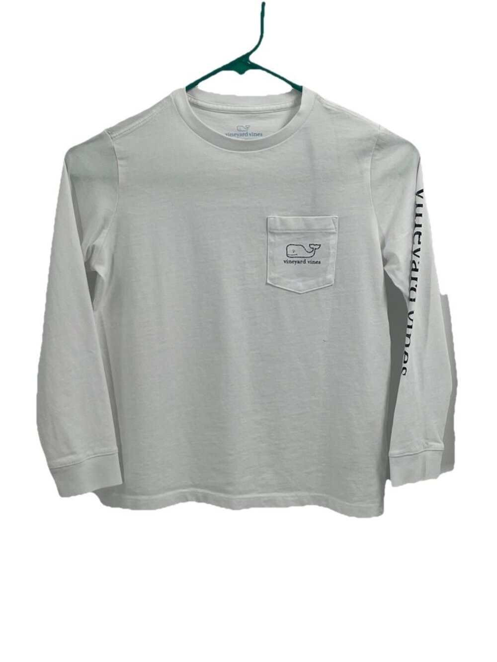 Vineyard Vines White Long Sleeve Boys Pocket T-Shirt Whale Logo Sz 7 NWT